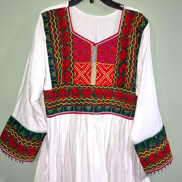 Hanndmade threadwork, patchwork, adjustable waist colorful embroidery long dress - Picture 2 of 8